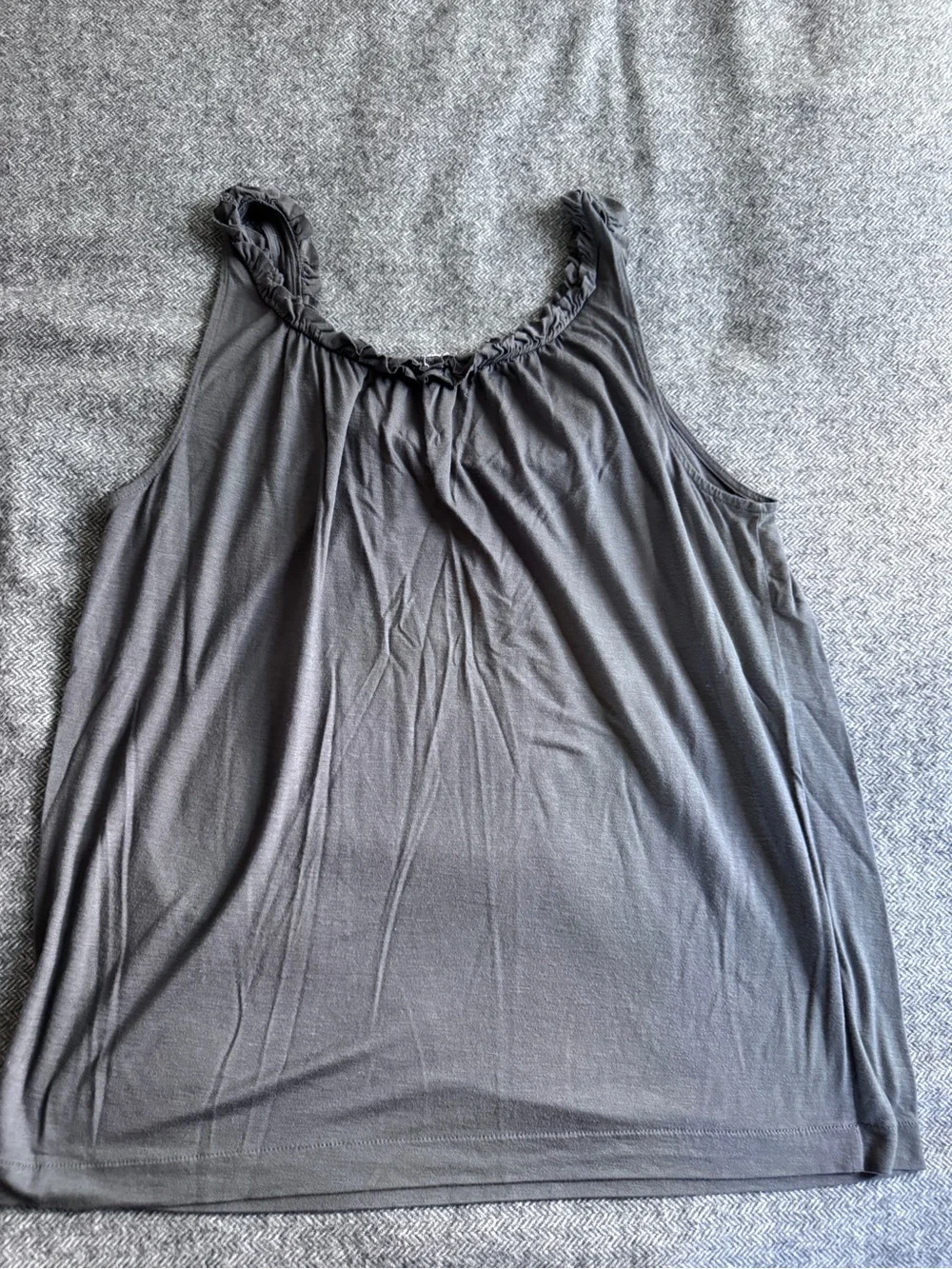 J. Crew Gray Scoop-Neck Braided-Trim Tank